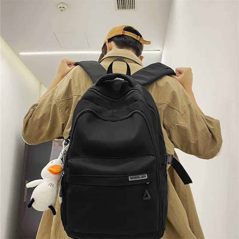 Dusen Kangaroo Nylon Fabric Backpack Large Size Unisex White/Black/Red/Blue-6