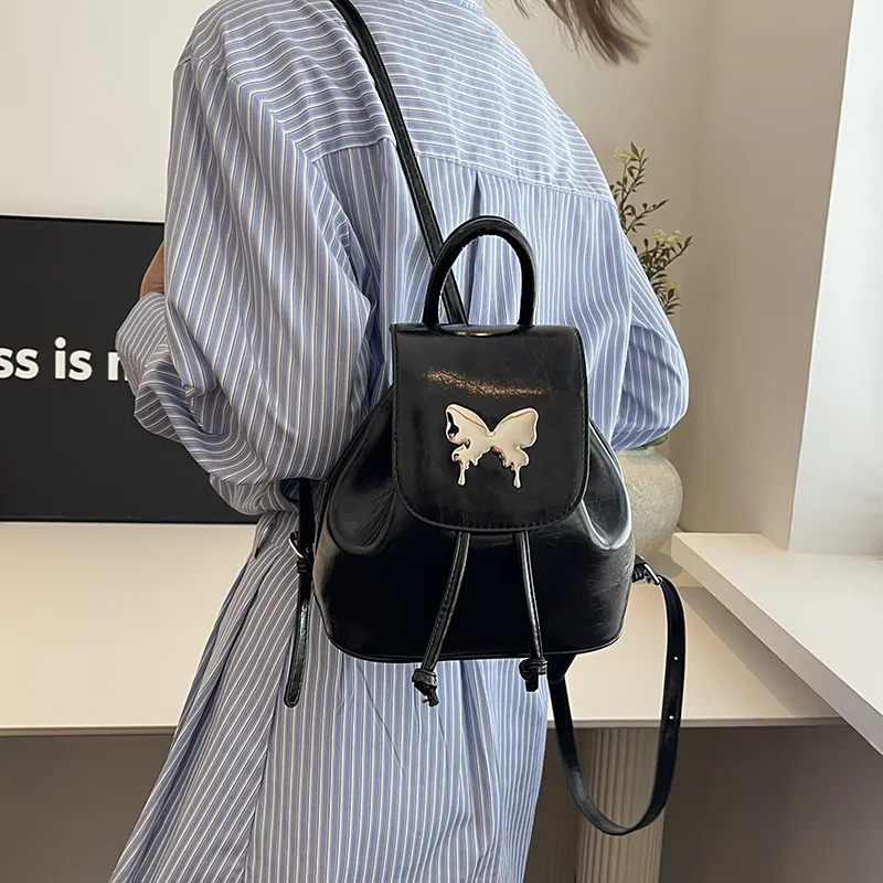 Dusen Kangaroo PU Backpack Women's Silver/Black/Gold/Ecru-6