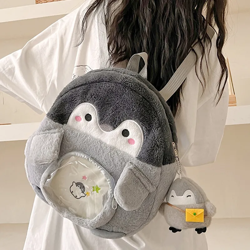 Dusen Kangaroo Plush Backpack Regular Women's Multicolor-2