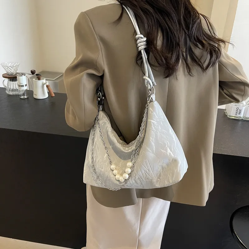 Dusen Kangaroo PU Tote Bag, Shoulder Bag Regular Women's Ecru/Silver/Black/Green-15