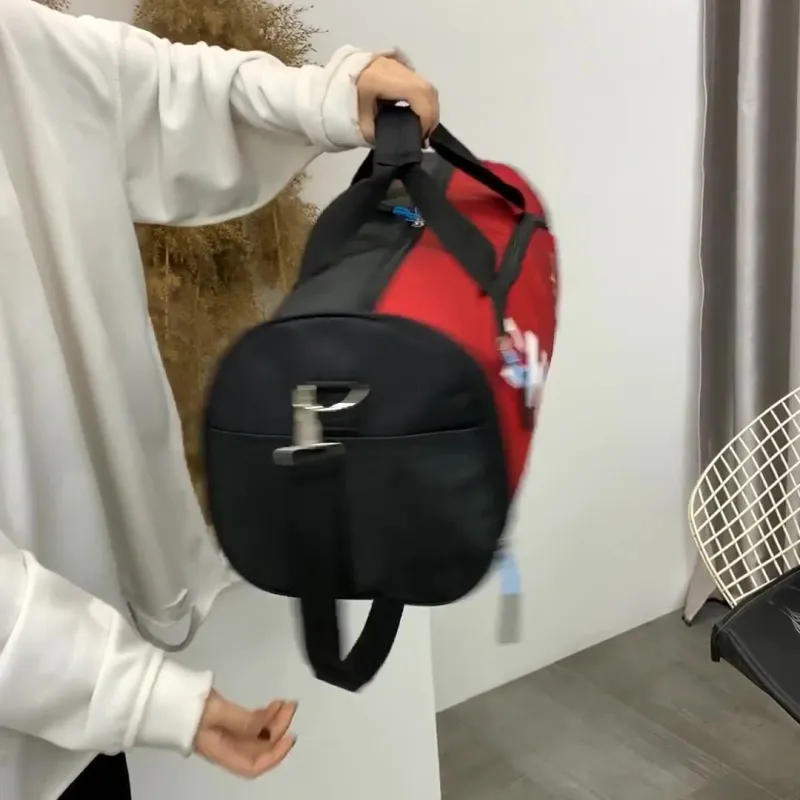 Dusen Kangaroo Nylon Gym Bag Unisex Black/Red/Green/Blue/Rose Red-5