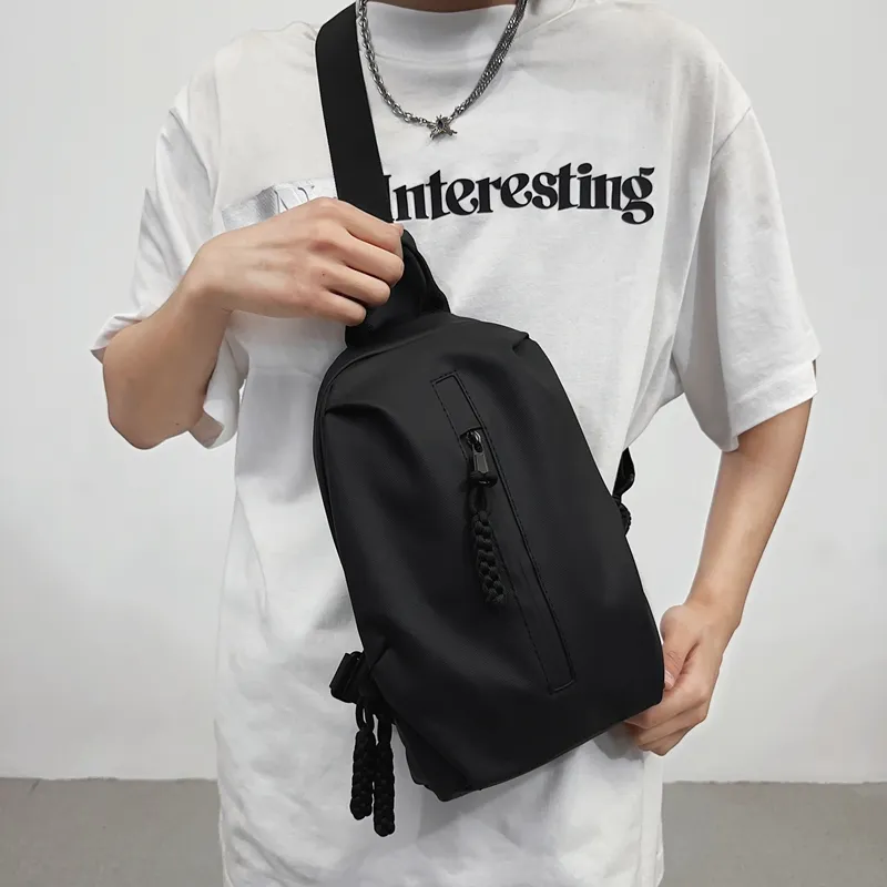 Dusen Kangaroo Nylon Sling Bag Regular Unisex White/Black-5