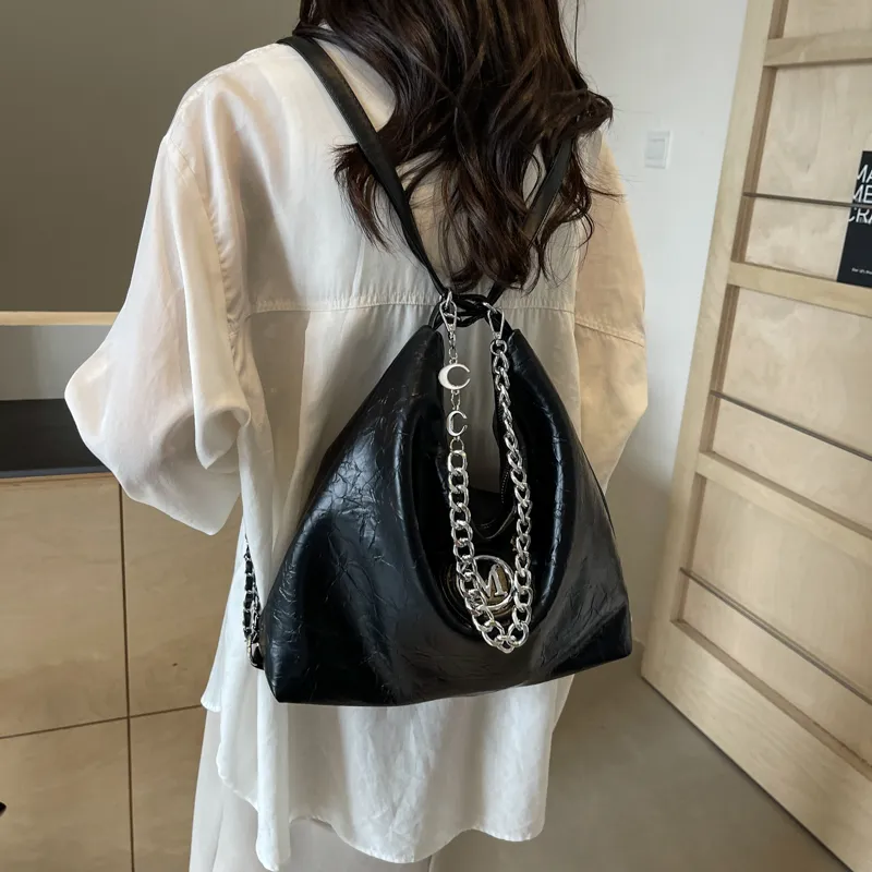 Dusen Kangaroo PU Shoulder Bag, Crossbody Bag Unisex Ecru/Silver/Black/Brown-20