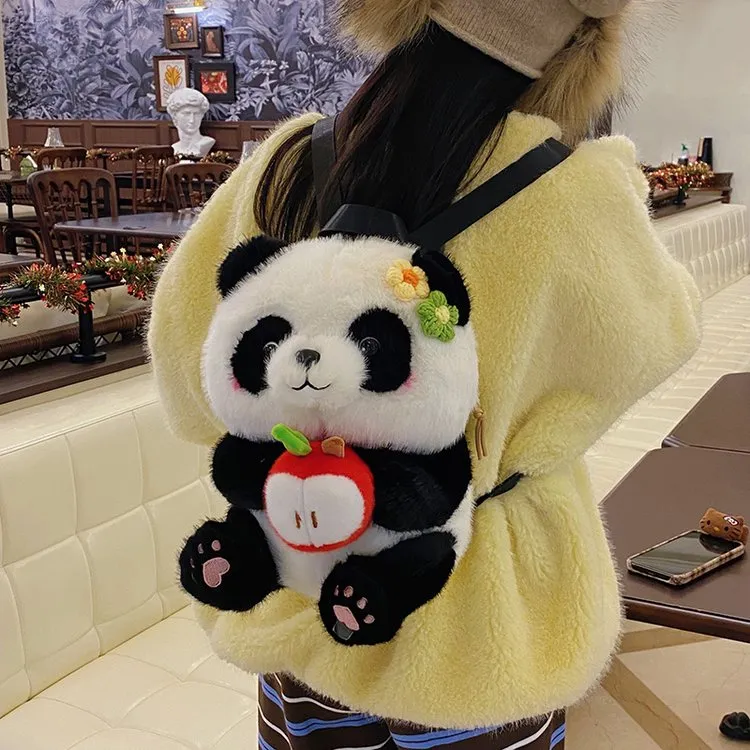 Dusen Kangaroo Plush Backpack Regular Unisex Brown/Avocado/Red Apple/Green Gourd-9