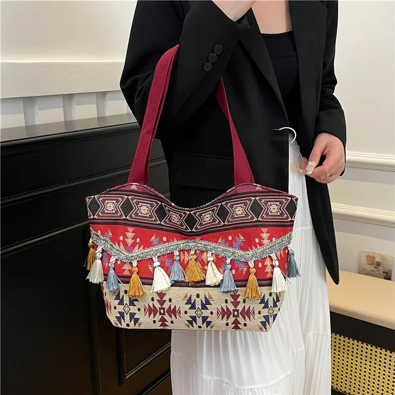Dusen Kangaroo Canvas Bag, Shoulder Bag Women's Red/Brown/Blue-2