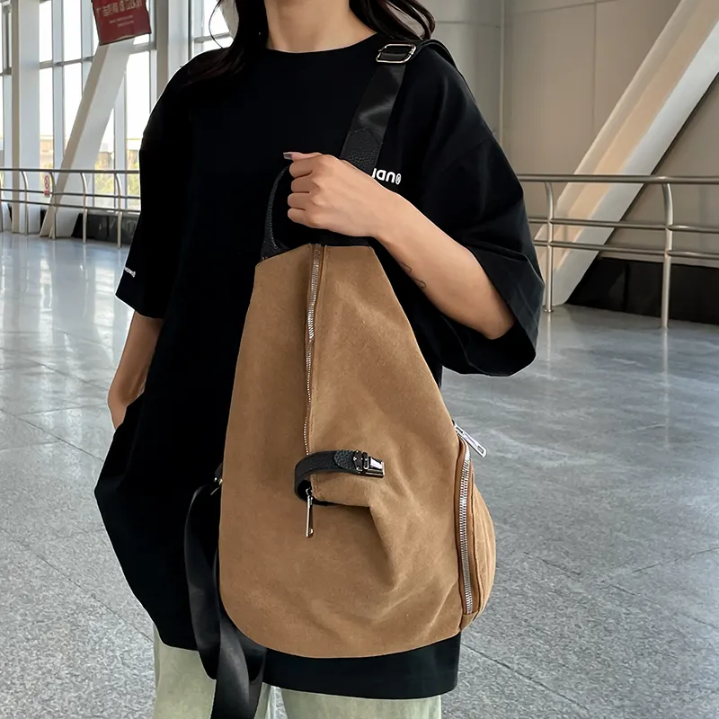Dusen Kangaroo Canvas Backpack Regular Unisex Black/Beige/Khaki-9