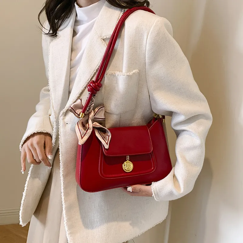 Dusen Kangaroo PU Crossbody Bag, Shoulder Bag Women's Black/Red-7