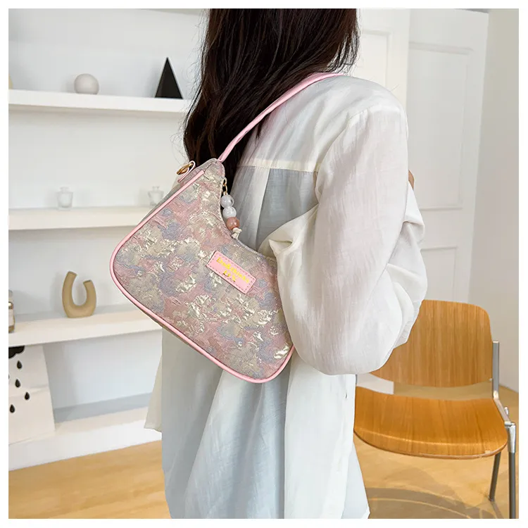 Dusen Kangaroo Canvas Crossbody Portable Dumpling Bag Shoulder Bag Trumpets Women's Blue/Purple/Pink-12