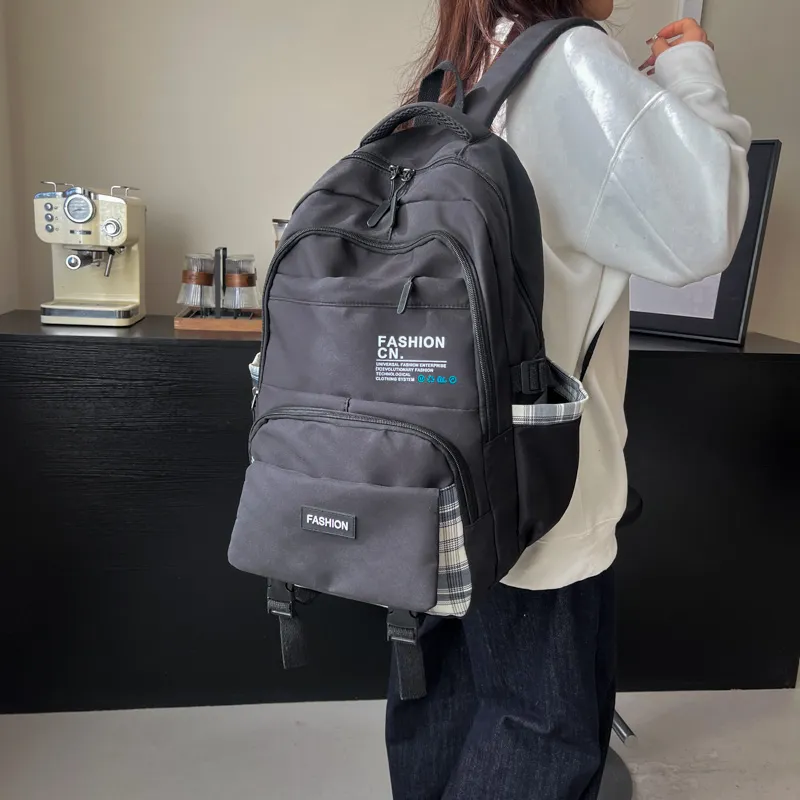 Dusen Kangaroo Nylon Backpack Unisex Black/Pink/Red/Green/Blue-3