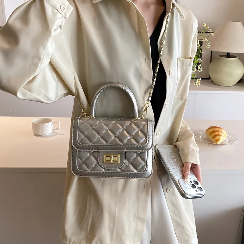 Dusen Kangaroo PU Crossbody Bag, Handbag Women's White/Silver/Black/Multicolor-11