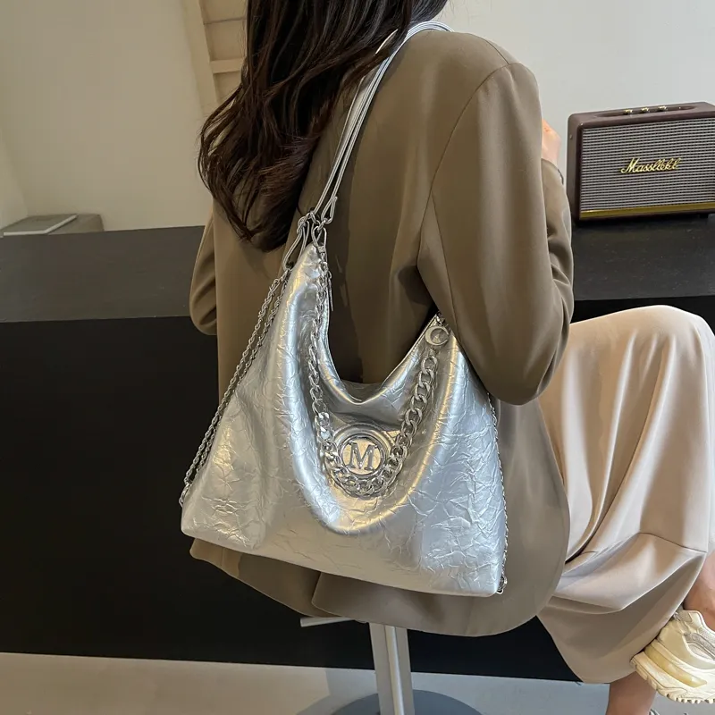 Dusen Kangaroo PU Shoulder Bag, Crossbody Bag Unisex Ecru/Silver/Black/Brown-10