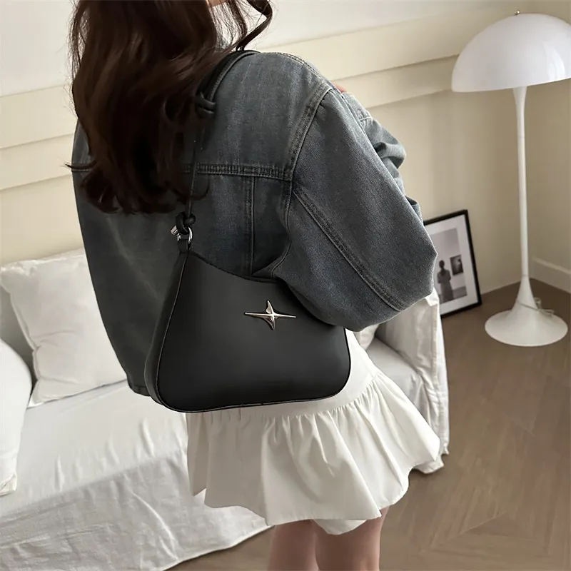 Dusen Kangaroo PU Shoulder Bag Regular Women's White/Black/Khaki/Green/Pink/Brown-8