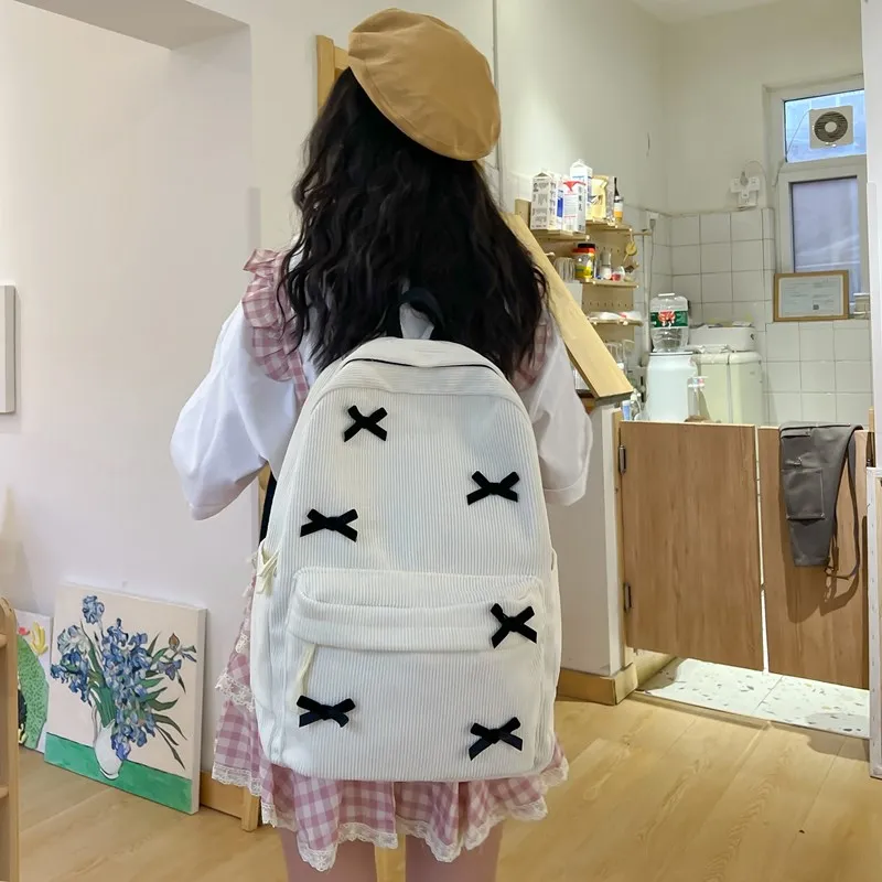 Dusen Kangaroo Nylon Backpack Women's White/Black-13