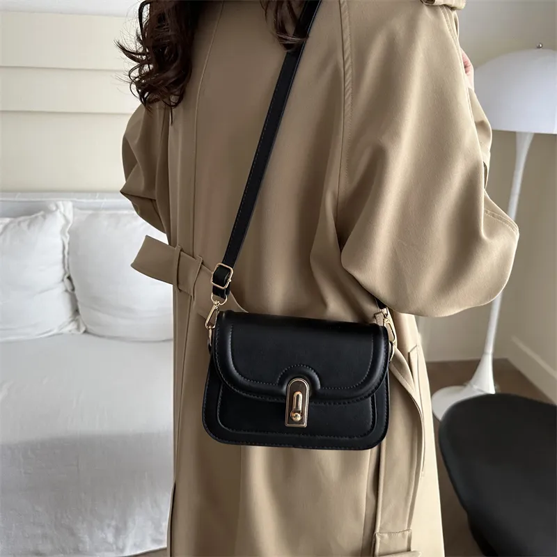 Dusen Kangaroo PU Small Square Bag, Crossbody Bag Regular Women's White/Black/Brown-8