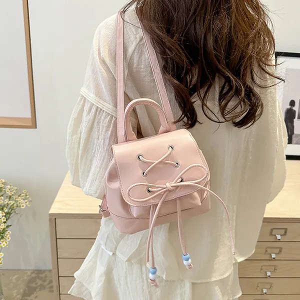 Dusen Kangaroo PU Backpack Regular Pink/Silver/Black/White-7