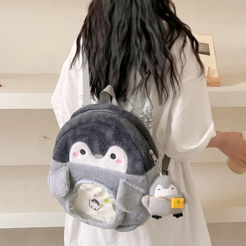 Dusen Kangaroo Plush Backpack Regular Women's Multicolor-4