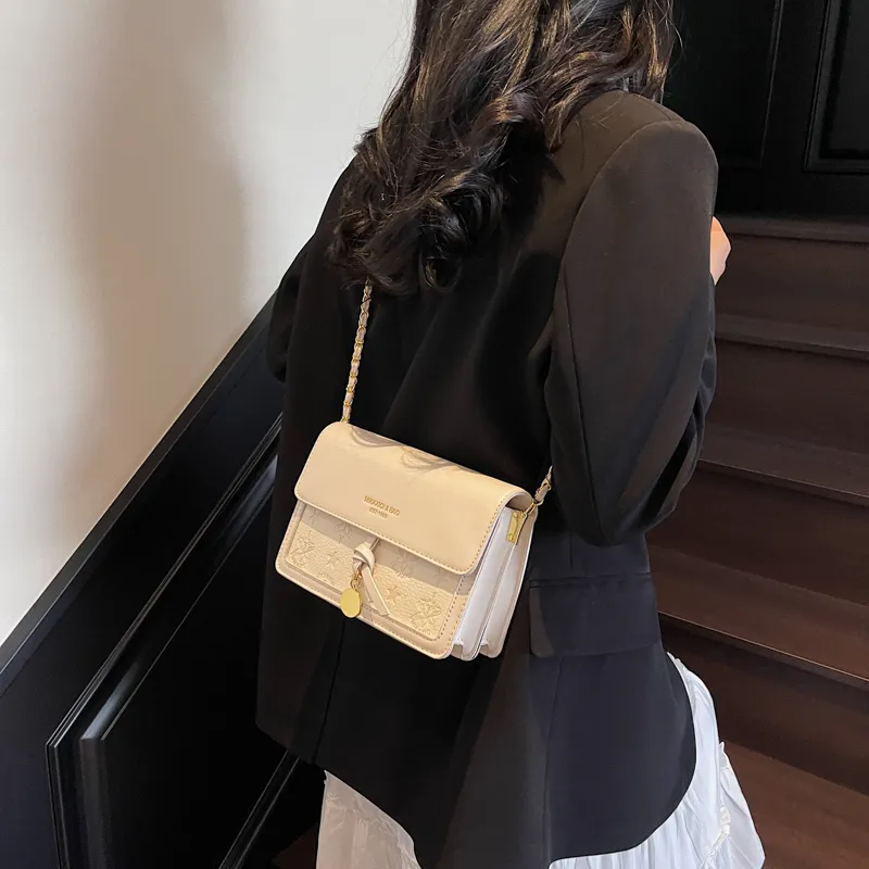 Dusen Kangaroo PU Crossbody Bag Women's Black/Ecru/Pink-6