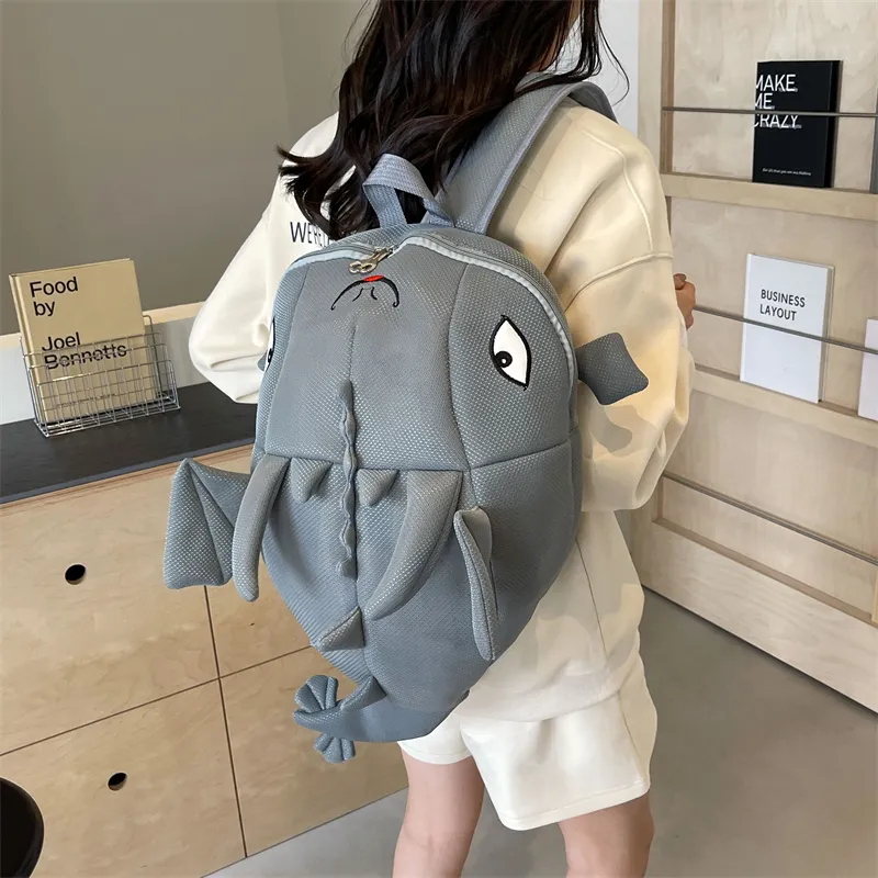 Dusen Kangaroo Nylon Fabric Backpack Regular Unisex Black/Gray/Rose Red/Neon Green/Blue-2