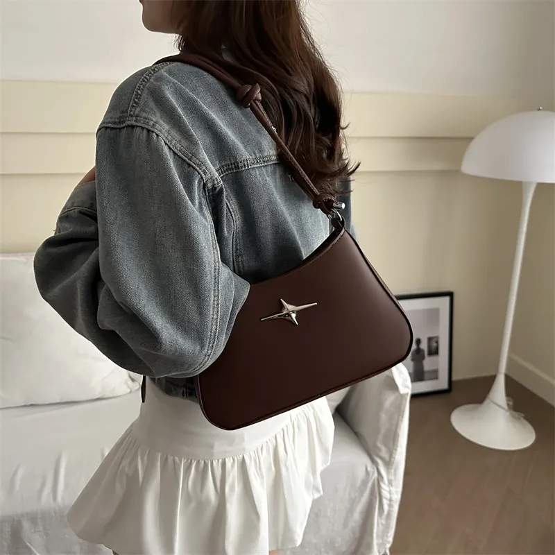 Dusen Kangaroo PU Shoulder Bag Regular Women's White/Black/Khaki/Green/Pink/Brown-23