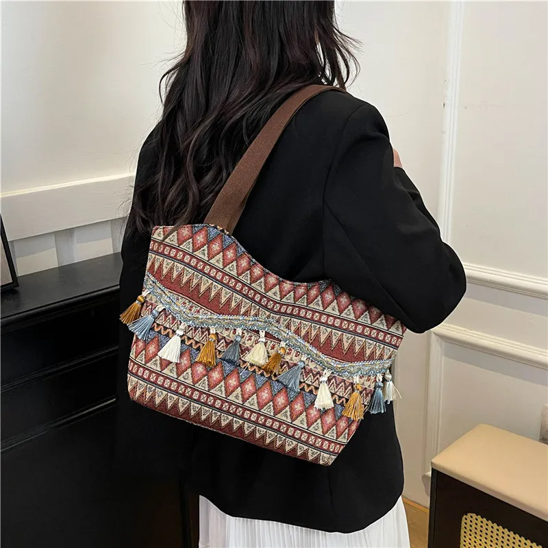 Dusen Kangaroo Canvas Bag, Shoulder Bag Women's Red/Brown/Blue-7