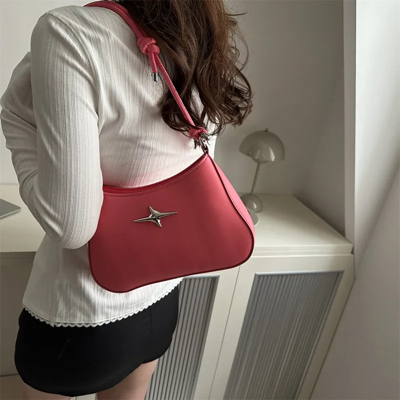 Dusen Kangaroo PU Shoulder Bag Regular Women's White/Black/Khaki/Green/Pink/Brown-1
