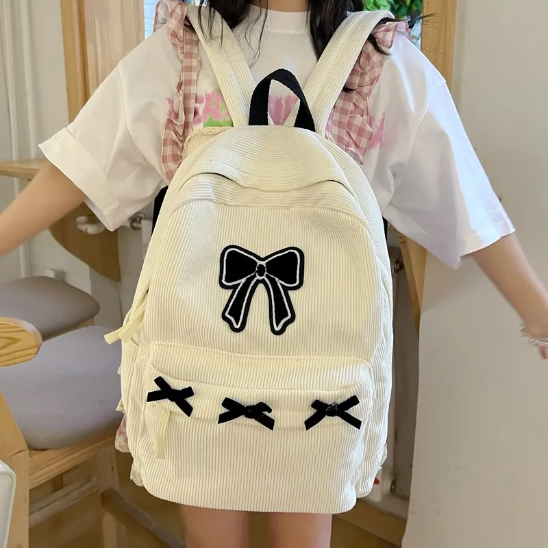 Dusen Kangaroo Nylon Backpack Women's White/Black-4