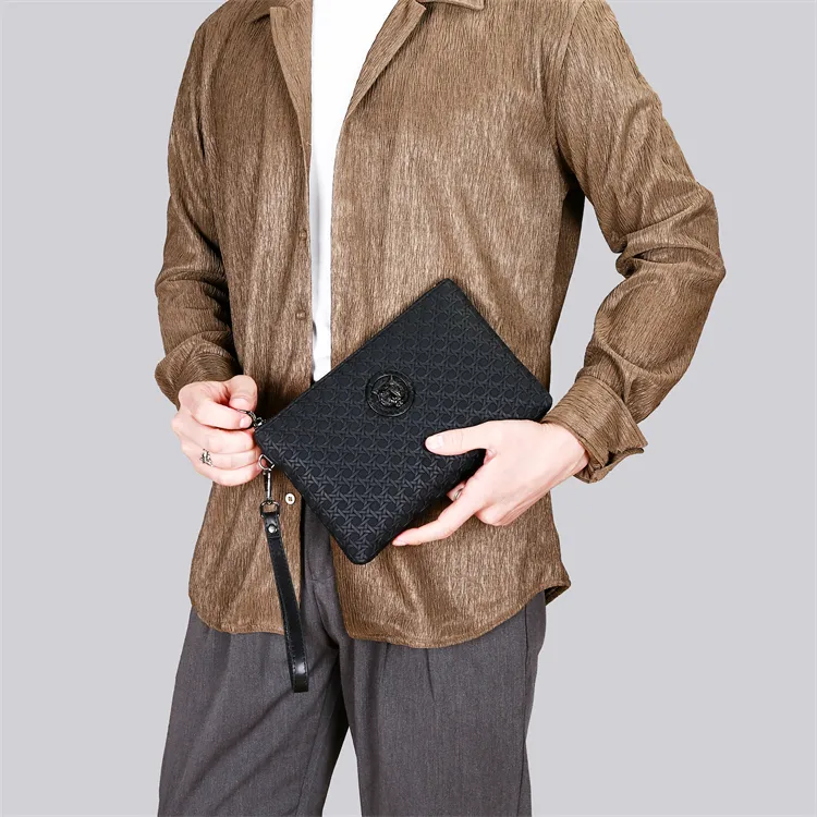Dusen Kangaroo PU Clutch Men's Black-1