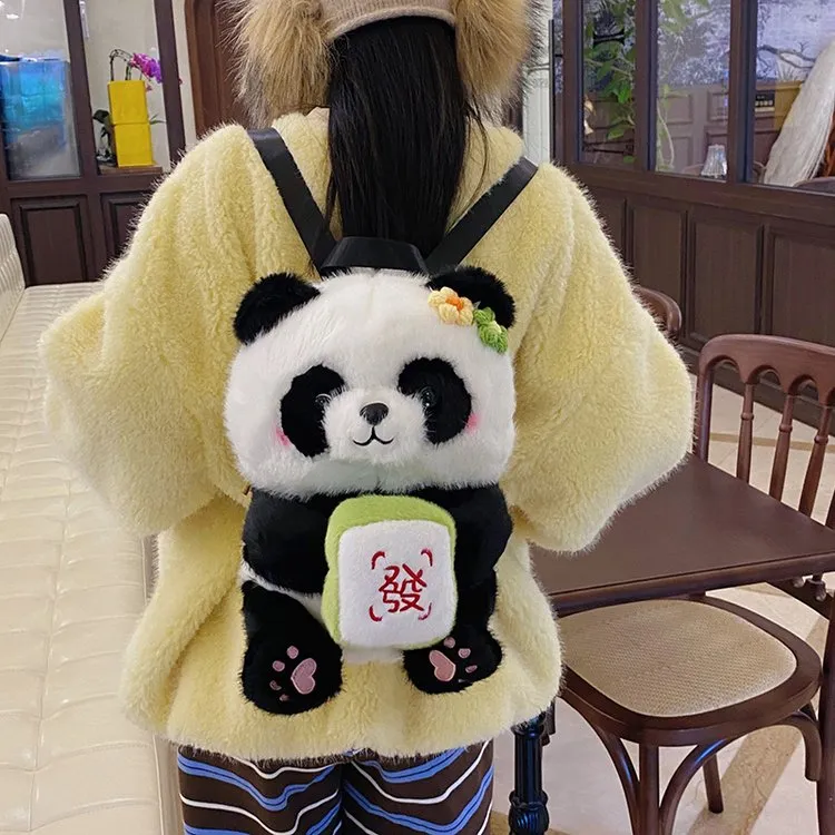 Dusen Kangaroo Plush Backpack Regular Unisex Brown/Avocado/Red Apple/Green Gourd-14