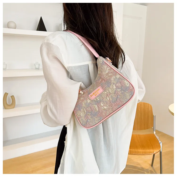 Dusen Kangaroo Canvas Crossbody Portable Dumpling Bag Shoulder Bag Trumpets Women's Blue/Purple/Pink-11