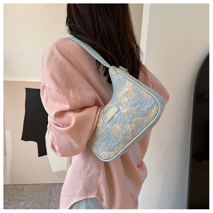 Dusen Kangaroo Canvas Crossbody Portable Dumpling Bag Shoulder Bag Trumpets Women's Blue/Purple/Pink-3