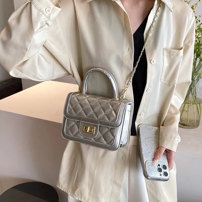 Dusen Kangaroo PU Crossbody Bag, Handbag Women's White/Silver/Black/Multicolor-10