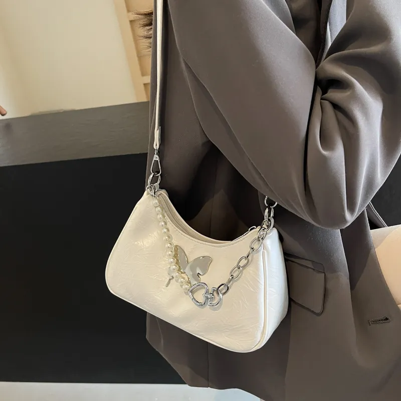 Dusen Kangaroo PU Shoulder Bag, Crossbody Bag Regular Women's Silver/Black/Pink/Ecru-21