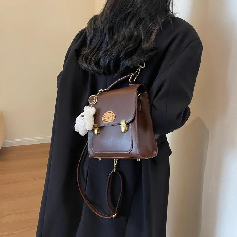 Dusen Kangaroo PU Backpack Regular Women's Coffee/Brown/Black-1