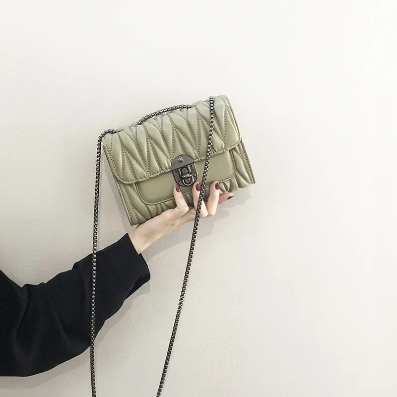 Dusen Kangaroo PU Crossbody Bag Small Size Women's Black/Ecru/Matcha Green-15