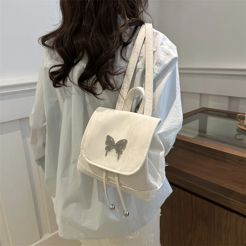 Dusen Kangaroo PU Backpack Women's White/Silver/Multicolor-5