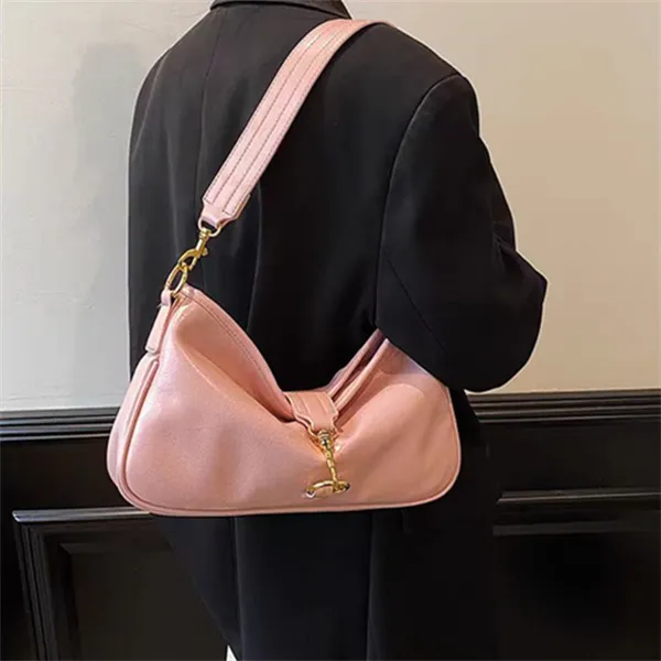 Dusen Kangaroo PU Shoulder Bag, Handbag Women's Pink/Black/Coffee-1