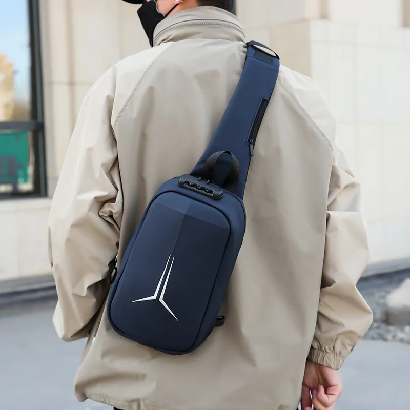 Dusen Kangaroo Membrana Dermalis Sling Bag Regular Unisex Dark Gray/Light Gray/Black/Blue-15