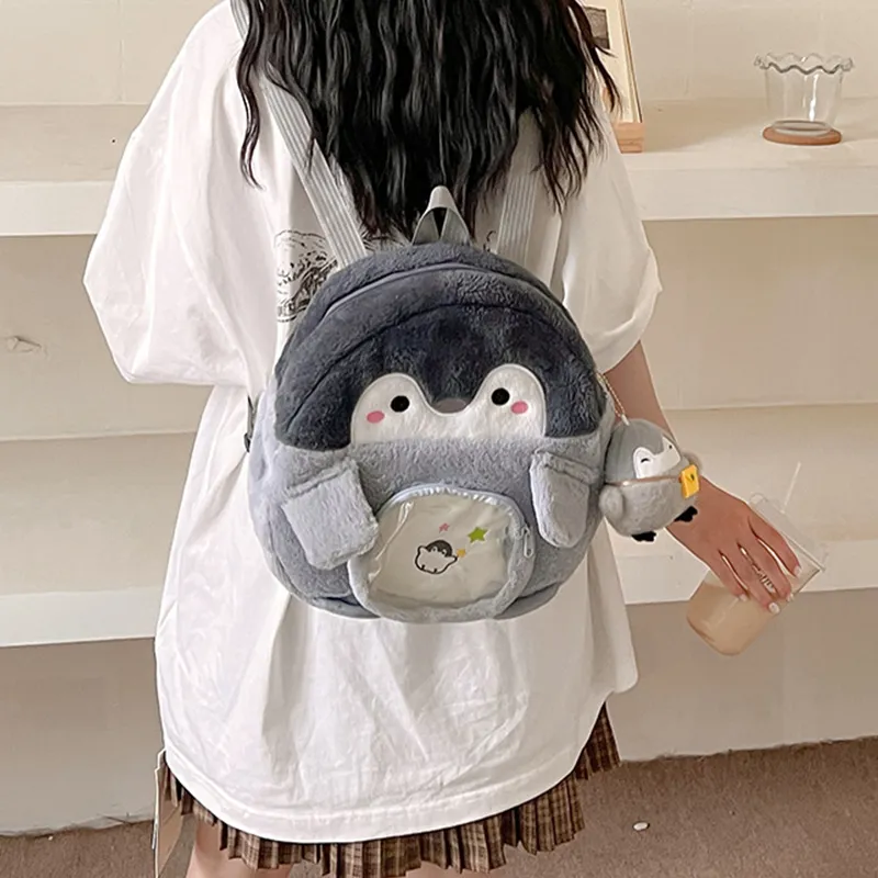 Dusen Kangaroo Plush Backpack Regular Women's Multicolor-3