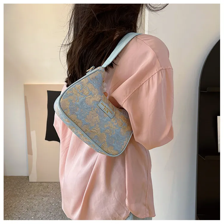 Dusen Kangaroo Canvas Crossbody Portable Dumpling Bag Shoulder Bag Trumpets Women's Blue/Purple/Pink-2