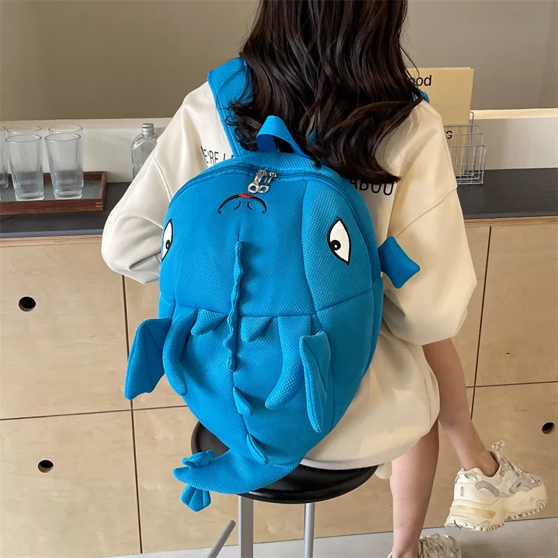 Dusen Kangaroo Nylon Fabric Backpack Regular Unisex Black/Gray/Rose Red/Neon Green/Blue-25