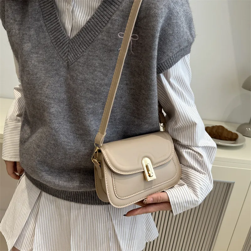 Dusen Kangaroo PU Small Square Bag, Crossbody Bag Regular Women's White/Black/Brown-16