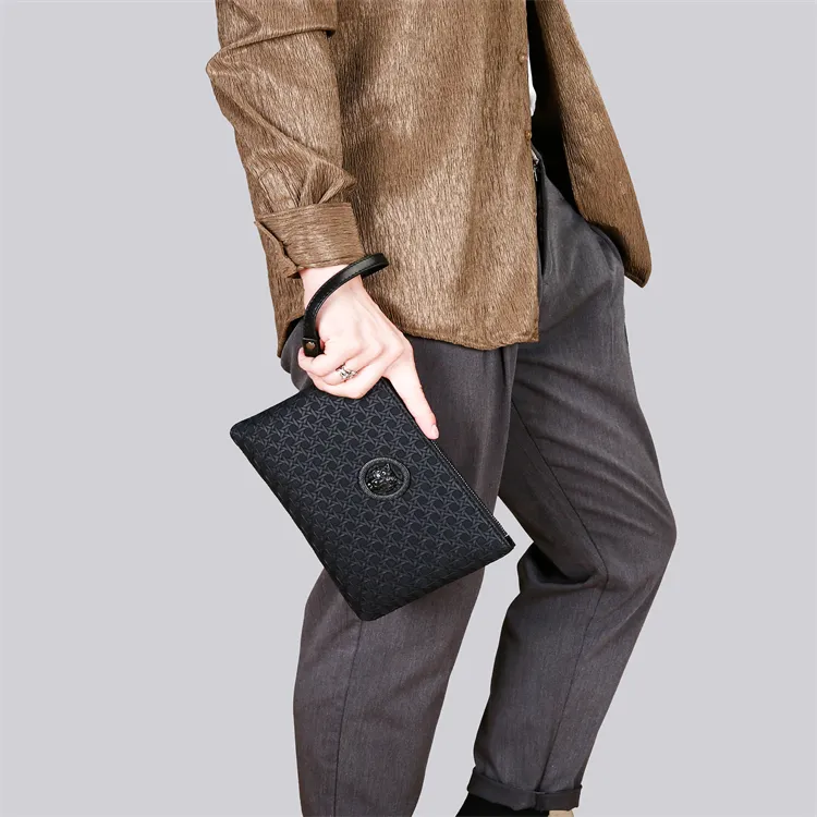 Dusen Kangaroo PU Clutch Men's Black-4