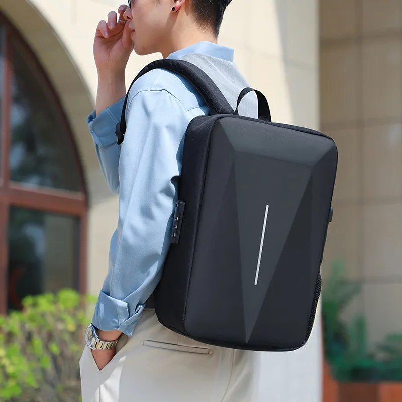 Dusen Kangaroo Water Repellent Fabric Backpack Large Size Unisex Black, Gray-1