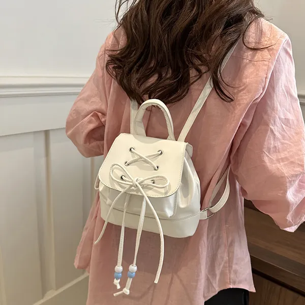 Dusen Kangaroo PU Backpack Regular Pink/Silver/Black/White-15