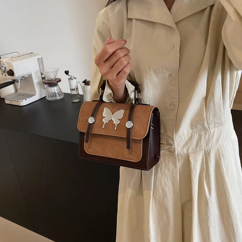 Dusen Kangaroo PU Crossbody Bag Regular Unisex Coffee & Brown/Coffee & Blue/White & Pink/Blue & Brown-1