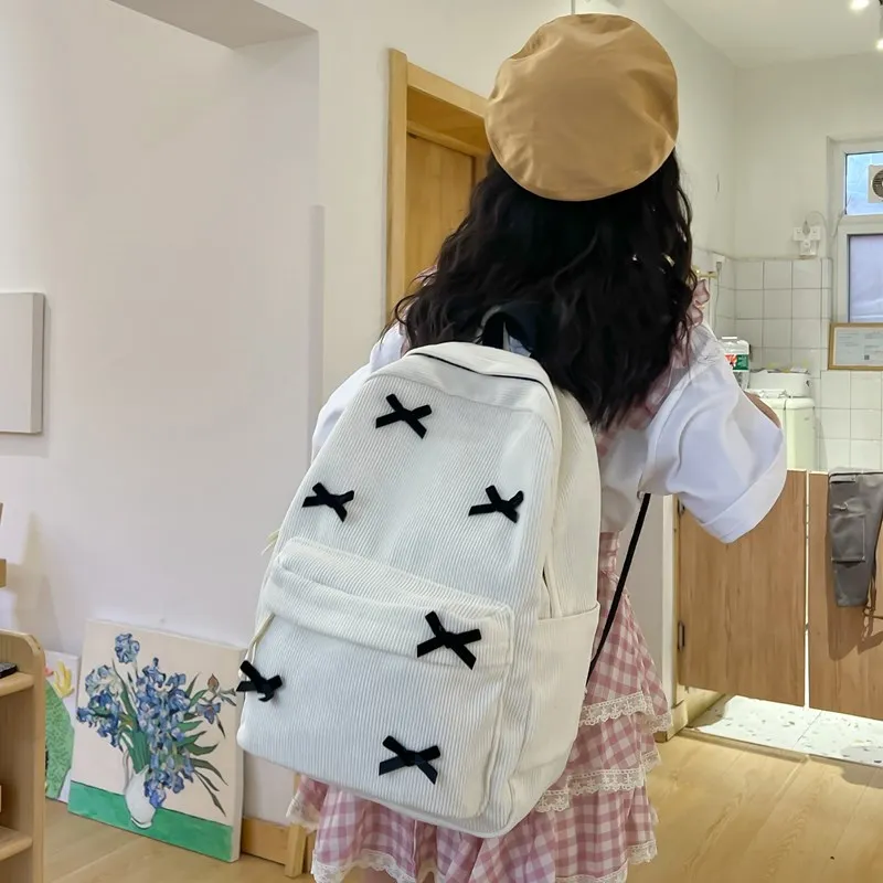 Dusen Kangaroo Nylon Backpack Women's White/Black-12