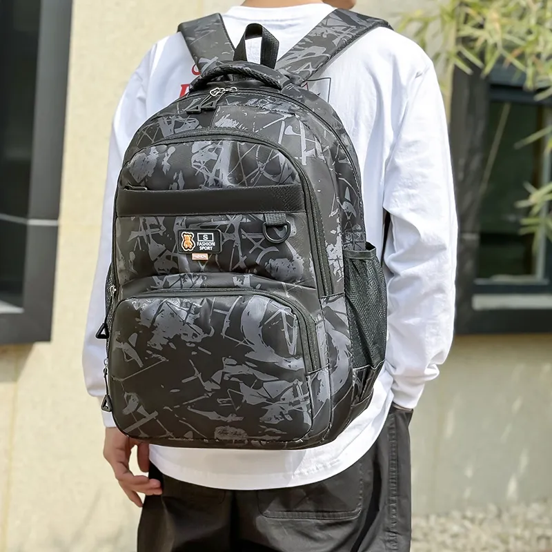 Dusen Kangaroo Oxford Backpack Regular Unisex Blue/Black Gray/Black Green/Black Blue-9