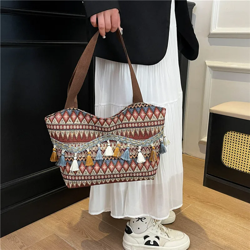 Dusen Kangaroo Canvas Bag, Shoulder Bag Women's Red/Brown/Blue-8