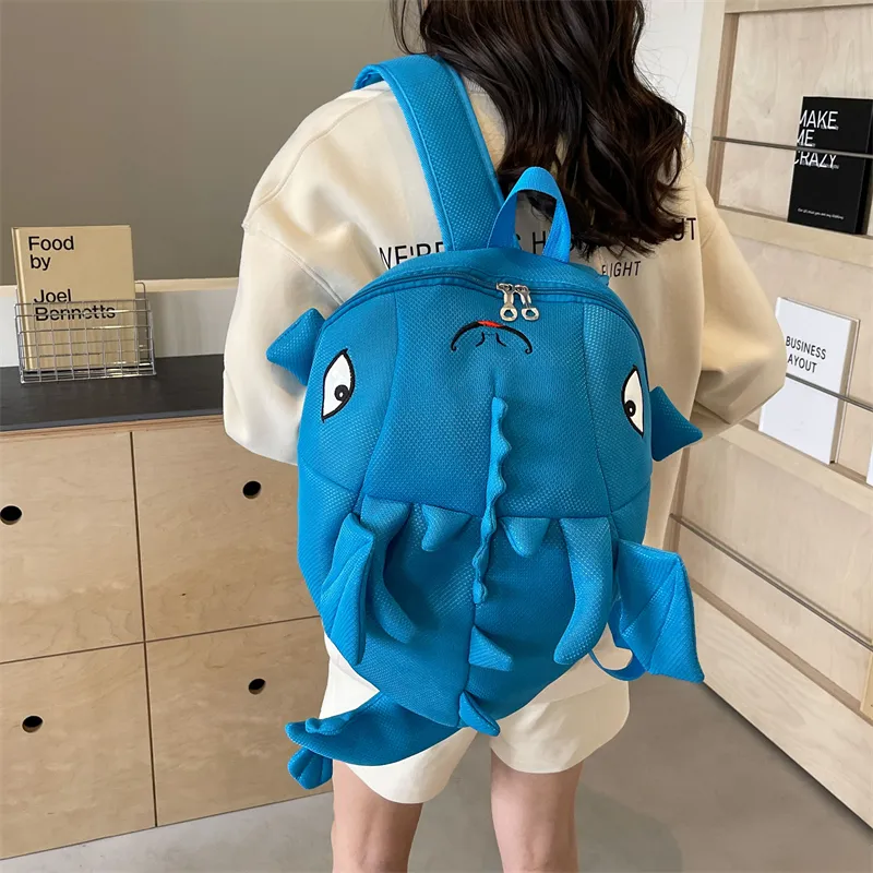 Dusen Kangaroo Nylon Fabric Backpack Regular Unisex Black/Gray/Rose Red/Neon Green/Blue-22