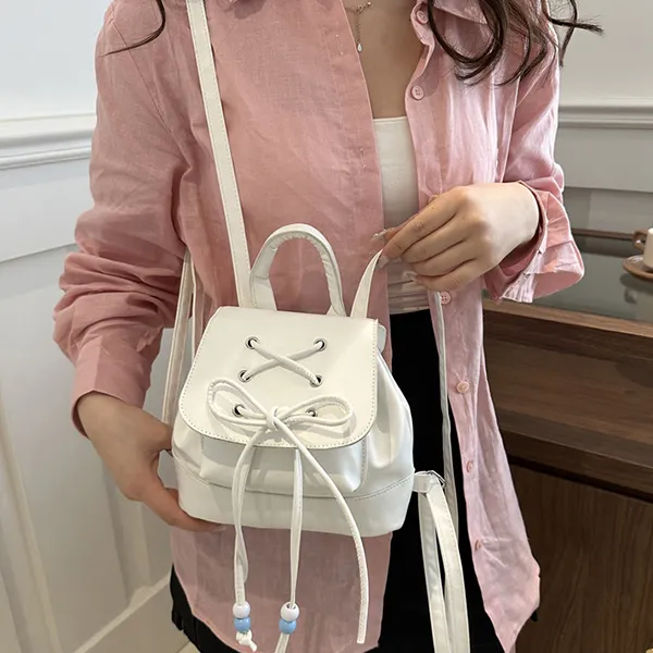 Dusen Kangaroo PU Backpack Regular Pink/Silver/Black/White-14